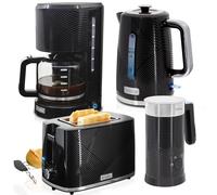 Elegance Set Tostadora 2 Rebanadas Hervidor Agua 1,7L Cafetera Goteo, Espumador