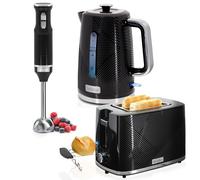 Set desayuno Briebe Skt1186blk Elegance Tostadora 2 rebanadas, Hervidor 1,7L y Batidora de mano 600W Negro