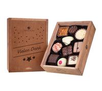 Elegance - Vielen Dank | 10 chocolates artesanales | Caja de madera | Bombones | Chocolate | Gracias | Presente | Regalo para mujer | Hombres | Adultos