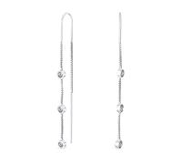 Elegancia Clásica Simple Minimalista Largos y Delgados Lineales 3 Estaciones Largos Pendientes de Hilo con Circonita Cúbica CZ para Mujeres Adolescentes .925 Plata de Ley Gancho de Alambre