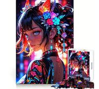 Elegancia Radiante︰ Rompecabezas Floral neón para Adultos, 1000 Piezas, Rompecabezas Mental, pasatiempo Relajante, Montaje de imágenes, Regalo Encantador (38x26cm)