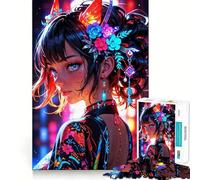 Elegancia Radiante︰ Rompecabezas Floral neón para Adultos, 1000 Piezas, Rompecabezas Mental, pasatiempo Relajante, Montaje de imágenes, Regalo Encantador (38x26cm)