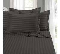 Elegancia y confort mejor, más suave, coziest - Juego de hoja juegos. - 1500 hilos egipcio calidad lujo resistente a las arrugas - Juego de cama de rayas de damasco juego de sábanas, completo), color gris