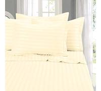 Elegancia y confort mejor, más suave, coziest - Juego de hoja juegos. - 1500 hilos egipcio calidad lujo resistente a las arrugas - Juego de cama de rayas de damasco juego de sábanas, California King Color marfil