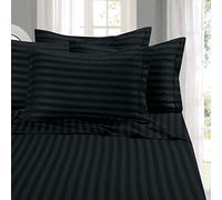 Elegancia y confort mejor, más suave, coziest - Juego de hoja juegos. - 1500 hilos egipcio calidad lujo resistente a las arrugas - Juego de cama de rayas de damasco juego de sábanas, completa, color negro