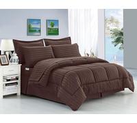 Elegancia y Confort® Resistente A Las Arrugas - Sedoso Suave Dobby Stripe Bed-in-a-Bag 8 Piezas Comforter Set - -Hypoallergenic - Full/Queen, Chocolate