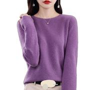 Elegant 2025 Women's Wool Jersey Cashmere Sweater, Soft Lightweight Long Sleeve Crewneck Knit Top for Fall & Winter, morado oscuro, XL