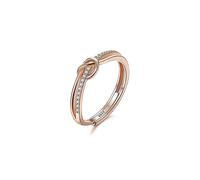 Elegant 925 Sterling Silver Cubic Zirconia Love Knot Ring for women. Forever Linked Adjustable Thumb Ring in Rose Gold. Perfect Jewelry Gift