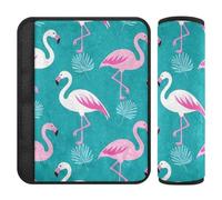Elegant Animal Flamingo Peach Cyan, 2 almohadillas para correa de asiento de coche, libera el estrés en tu cuello y hombros, almohadilla para cinturón de seguridad para mochila sedán de automóvil