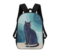 Elegant Black Cat Illustration with Gold Accents Mochila Infantil, Mochila Escolar De Gran Capacidad Para Estudiantes, Mochila Para Libros, Mochila Para Niños, Niñas, Adultos Y Adolescentes 17inch