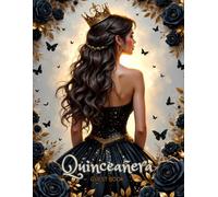 Elegant black floral quinceañera Guest Book with Gold Accents: Sign-in keepsake for Sweet 15 birthday party, family, and friends to leave memories, wishes & advice