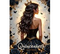 Elegant Black Floral Quinceañera Hardcover Guest Book with Gold Accents: Sign-in keepsake for Sweet 15 birthday party, family, and friends to leave memories, wishes & advice