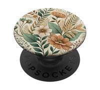 Elegant Boho Floral Pattern with Soft Neutral Tones PopSockets PopGrip Adhesivo