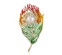 Elegant Brooches Pins Brooches Pearl Rhinestone Colorful Feather Brooches for Womene Clothing Decoration Jeweller