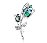 Elegant Brooches Pins Crystal Pin Elegant Rose Flower Shell Brooch Pin Women Corsage Collar Lapel Badge Jewelry Scarves (White Free Size)