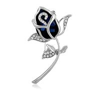 Elegant Brooches Pins Fashion Personality Blue Created Crystal Brooch Woman'S Classy Rose Flower Brooch Pin Shawl Clip F