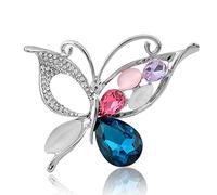Elegant Brooches Pins Wedding Brooches for Women Crystal Rhinestone Butterfly Coat Jacket Decoration Brooch Pin Wedding (Silver Free Size)