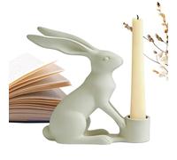 Elegant Bunny Candlestick, Rabbit Figurine Holder, 8x6 Inches Decorative Candle Stand with Resin, Home Decor with Detailed Craft, Centerpiece Accessory for Desk Table and Mantel Use