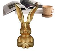Elegant Bunny Sculpture - Decorative Animal Ornament | 4.7x4.9x9.4in Tabletop Figurines for Farmhouse Office, Gold Bunny Ornament, Spring Accent Ornaments, Rabbit Ornaments for Easter Home Decor