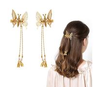 Elegant Butterfly Hairpin,Butterfly Hair Clip Pearl Hair Comb Clip,Moving Butterfly Hair Clips,Antique Side Clip,Bridal Hair Accessories for Ladies Girls (Gold)