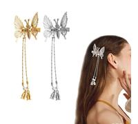 Elegant Butterfly Hairpin,Butterfly Hair Clip Pearl Hair Comb Clip,Moving Butterfly Hair Clips,Antique Side Clip,Bridal Hair Accessories for Ladies Girls (Silver+Gold)