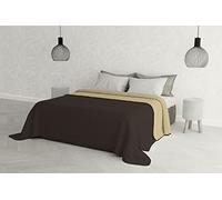 Elegant Cama Italiano Lino Verano Colcha de Brown/Crema Doble 260 x 270 cm