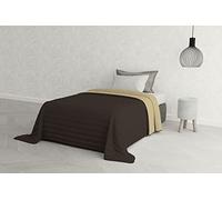 Elegant Cama Italiano Lino Verano Colcha de Brown/Crema Solo 170 x 270 cm