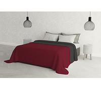 Elegant Cama Italiano Lino Verano Colcha Gris/Burdeos Doble 260 x 270 cm