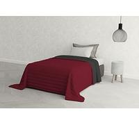 Elegant Cama Italiano Lino Verano Colcha Gris/Burdeos Individuales 170 x 270 cm