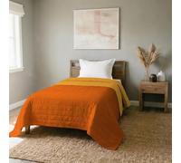 Elegant Cama Italiano Lino Verano Colcha Naranja/Amarillo Individuales 170 x 270 cm