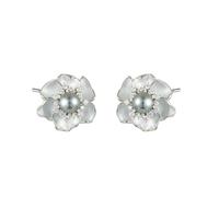 Elegant Camellia Flower Stud Earrings - - Based - Toned Design with Pearl Center, Ideal for Bridal & Daily Wear