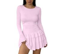 Elegant Casual Long Sleeve Bodycon Maxi Dress in Plain Color for Autumn and Winter(Rd2,M)