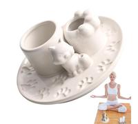Elegant Ceramic Holder, Incense Candle Burner, Built in Ash Collector, Heat Resistant and Sturdy, Stylish Home Decor, 5,98 x 5,98 x 1,77 pulgadas, for Friends and Family