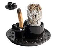 Elegant Ceramic Holder, Incense Candle Burner, Built in Ash Collector, Heat Resistant and Sturdy, Stylish Home Decor, 5.98x5.98x1.77 Inches, for Friends and Family
