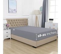 Elegant Comfort 1500 - Sábana Bajera Ajustable de Calidad hotelera de 18 a 21 Pulgadas de Profundidad, para colchón Alto, Lujosa y Suave, Bolsillo Inteligente, sin Arrugas, tamaño King, Color Gris
