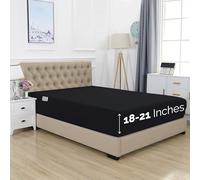 Elegant Comfort 1500 - Sábana Bajera Ajustable de Calidad hotelera de 18 a 21 Pulgadas de Profundidad, para colchón Alto, Lujosa y Suave, Bolsillo Inteligente, sin Arrugas, tamaño Queen, Color Negro