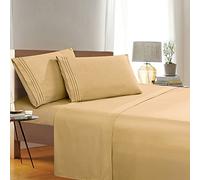Elegant Comfort 1500 Thread Count Wrinkle & Fade Resistant Egyptian Quality 4-Piece Bed Sheet Set Ultra Soft Set Includes Flat Sheet, Fitted Sheet and 2 Pillowcases, California King, Gold