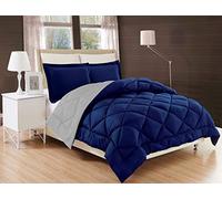 Elegant Comfort All Season Comforter and Year Round Medium Weight Super Soft Down Alternative Reversible 2-Piece Comforter Set, Twin/Twin XL, Navy/Silver
