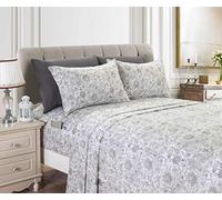 Elegant Comfort, Amelia, Juego de 4 sábanas, diseño Cachemira, 1500 Hilos, Bolsillo Profundo, resiste decoloración, Manchas y Arrugas, bajeras, Bolsillos Inteligentes, Individual XL, Gris Ceniza