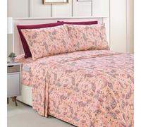 Elegant Comfort Amelia Juego de 6 sábanas, diseño cachemira, 1500 hilos, calidad de hotel, bolsillo profundo, resistentes a la decoloración y arrugas, bajeras, bolsillos inteligentes, Cal King, coral