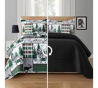 Elegant Comfort Colcha Reversible de 3 Piezas con diseño de Retazos rústicos a Cuadros, Colcha Suave con Fundas de Almohada a Juego, Colcha Acolchada Pesada Todas Las Estaciones,