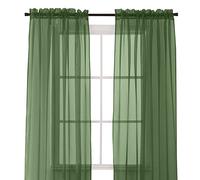Elegant Comfort Cortina Transparente de 2 Piezas con Bolsillo para Barra de 2 Pulgadas, 40" x 84", Verde Cazador