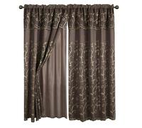 Elegant Comfort Cortinas de Ventana de Jacquard de Lujo, Juego de 2 Paneles con Cenefa adjunta y Respaldo Transparente, 54 x 84 Pulgadas, Cortinas victorianas con Bolsillo para Barra para Sala de