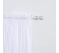 Elegant Comfort Cortinas semitranslúcidas con Pompones Decorativos, Set de 2 Paneles con trabilla de 5 cm, visillos Lisos para salón o Dormitorio, 150 x 213 cm (Ancho x Largo), Color Blanco