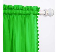 Elegant Comfort Cortinas semitransparentes con borlas y Pompones, Juego de 2 Paneles, con Bolsillo para cortinero de 2 Pulgadas, Cortinas Transparentes para Sala de Estar, Dormitorio, 40 Pulgadas de