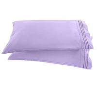 Elegant Comfort Funda de Almohada de 1500 Hilos Bordados, Calidad egipcia, Lujosa, Suave, Sedosa, Resistente a Las Arrugas y a la decoloración, 2 Piezas, tamaño estándar/Queen, Color Lila