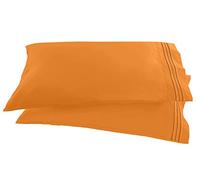 Elegant Comfort Funda de Almohada de 2 Piezas, de Calidad egipcia, Bordada, Sedosa, Suave, Resistente a Las Arrugas y a la decoloración, tamaño estándar/Queen, Naranja élite