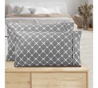 Elegant Comfort Juego de 2 fundas de almohada estampadas, calidad egipcia, 1500 hilos, diseños clásicos atemporales, tejido suave y liso, resistente a las arrugas, funda de almohada Bloomingdale Queen, gris