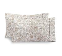 Elegant Comfort Juego de 2 fundas de almohada estampadas, calidad egipcia, 1500 hilos, diseños clásicos atemporales, tejido suave y liso, resistente a las arrugas, funda de almohada Paisley King, color gris pardo