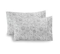 Elegant Comfort Juego de 2 fundas de almohada estampadas de calidad egipcia de 1500 hilos, diseños clásicos atemporales, tejido suave y suave, resistente a las arrugas, funda de almohada Paisley Queen, gris